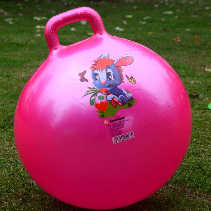 Large thickened handle ball bomb jumping ball toy fitness ball Kindergarten inflatable elastic ball jumper 45cm