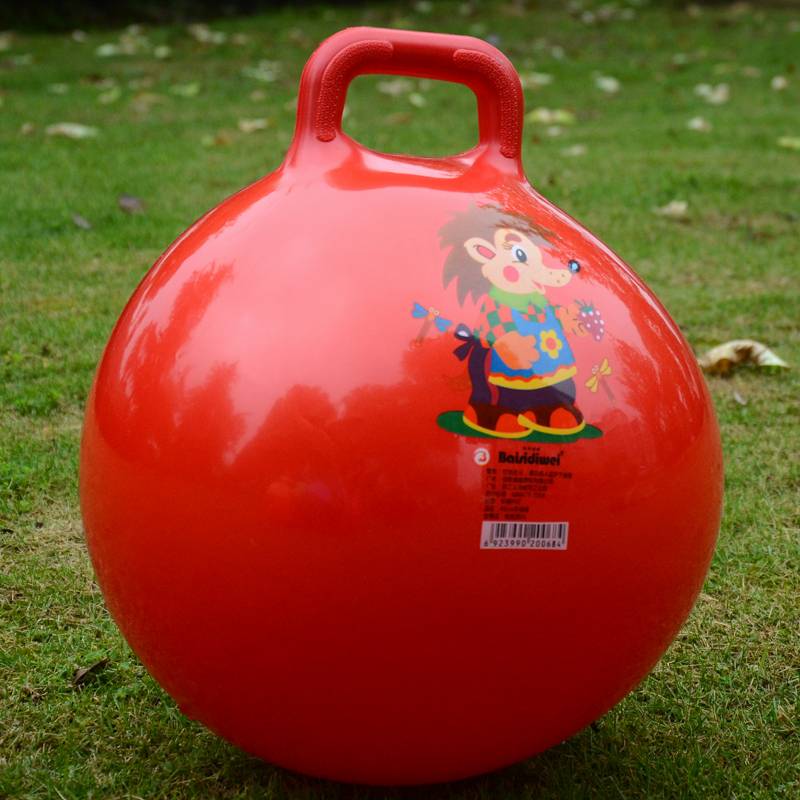 Large thickened handle ball bomb jumping ball toy fitness ball Kindergarten inflatable elastic ball jumper 45cm