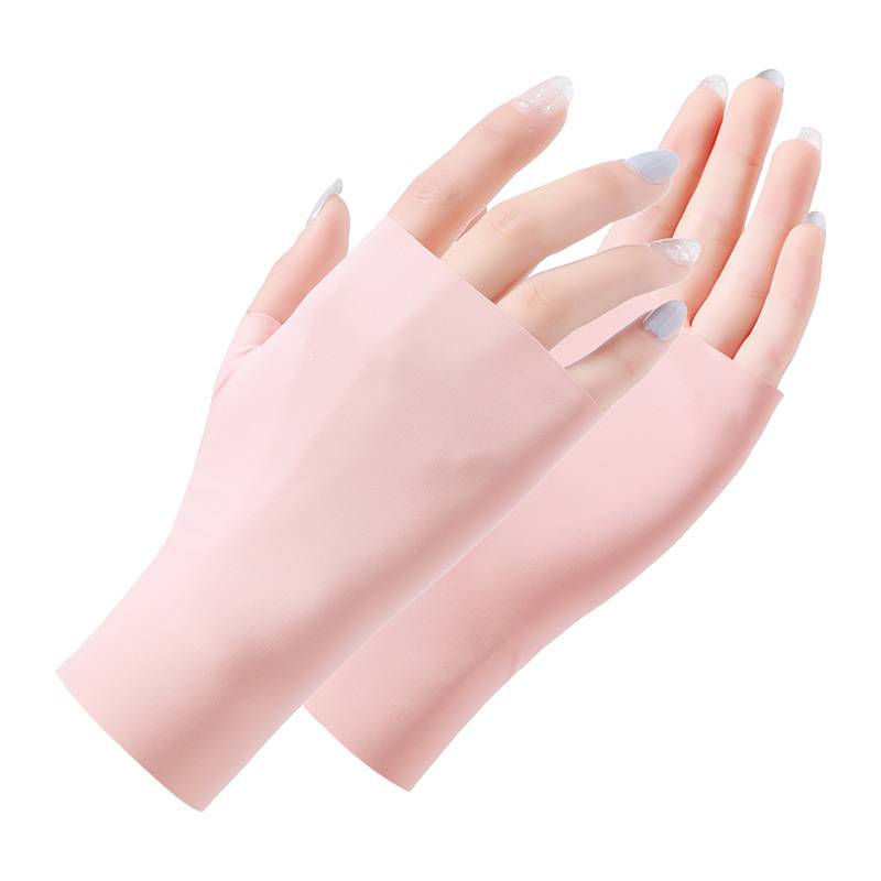 Ice silk finger semi -finger pink