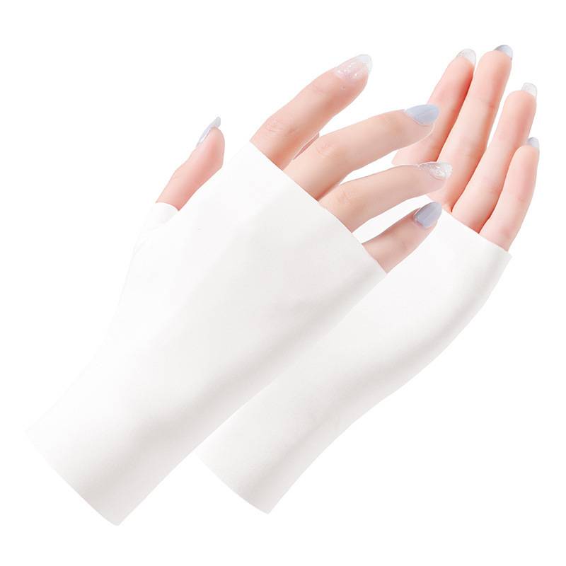 Ice silk finger half finger white