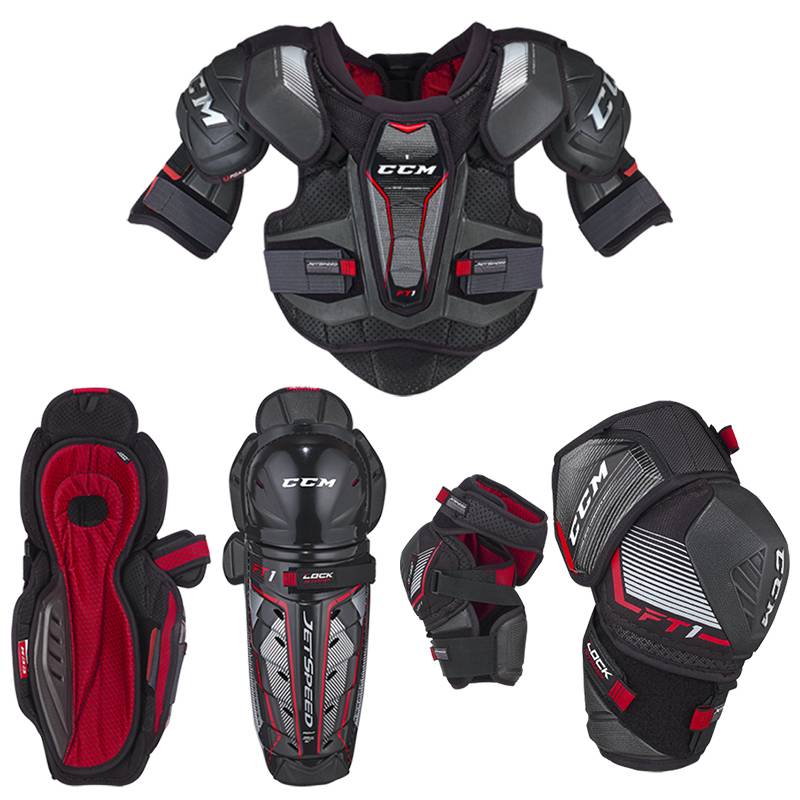 Spot CCM Ice Hockey Protective FT1 Beltar Elbow, Elbow, Legs and Lord Set Juvenile Turbine Wheel Slote Ice Hockey Equipment