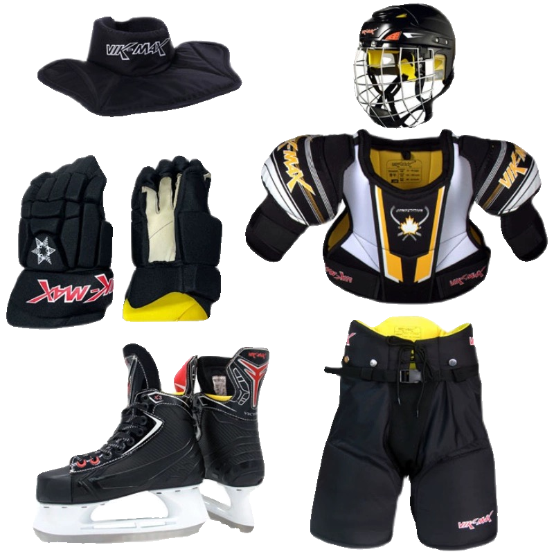 Student youth roller skating ball ice hockey eleven pieces helmet helmets protect the chest and protect the neck ball pole elbow and knee