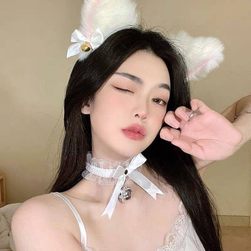 White (headband+collar) high -quality big bell
