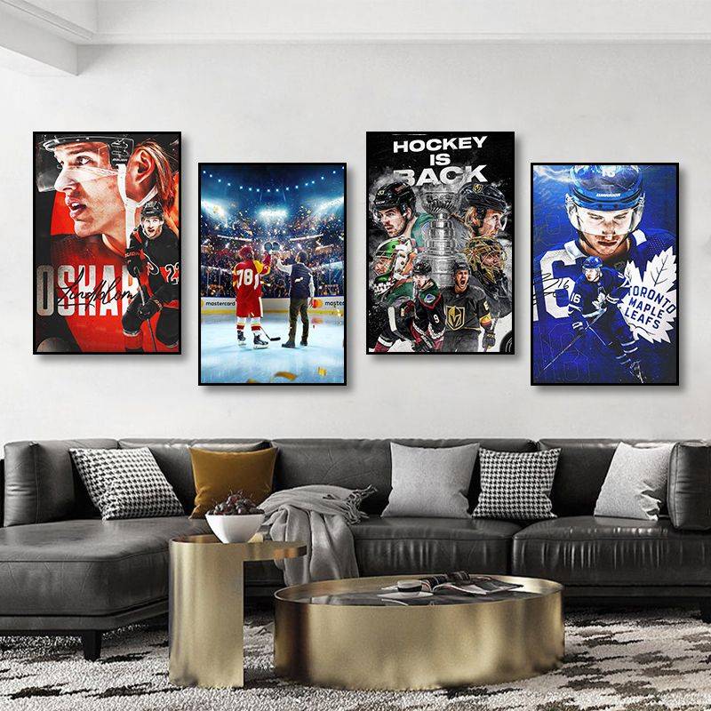 Ice Hockey Poster Hitting Painting Pictures Competitive Ski Club Decoration Painting Ice Cricket Skating Training Museum mural