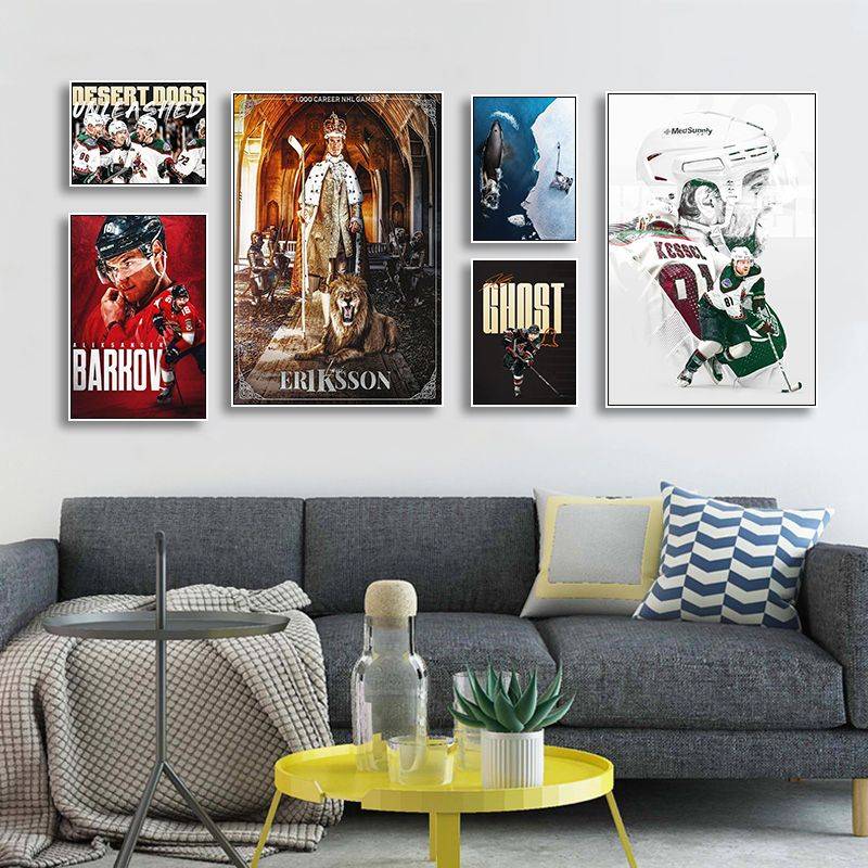 Ice Hockey Poster Hitting Painting Pictures Competitive Ski Club Decoration Painting Ice Cricket Skating Training Museum mural