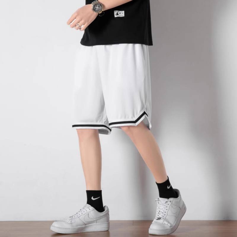 Basketball shorts Men's sports American tide brand five -point ice silk net eye fast dry loose fitness running big pants leisure
