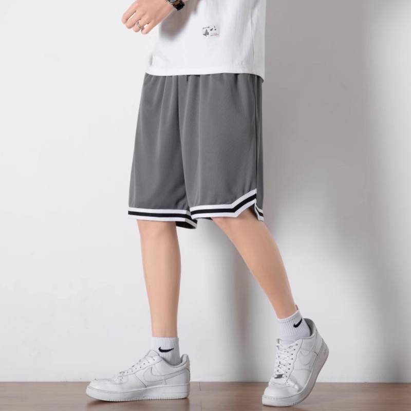 Basketball shorts Men's sports American tide brand five -point ice silk net eye fast dry loose fitness running big pants leisure