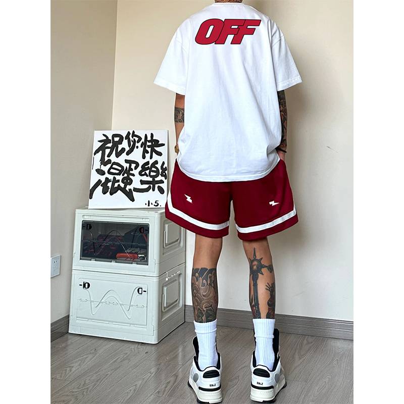 INS tide brand American letter printing basketball short -sleeved summer speed dry ice silk sports T -shirt shooting training jersey