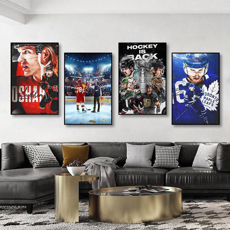 Ice Hockey Poster Hitting Painting Pictures Competitive Ski Club Decoration Painting Ice Cricket Skating Training Museum mural