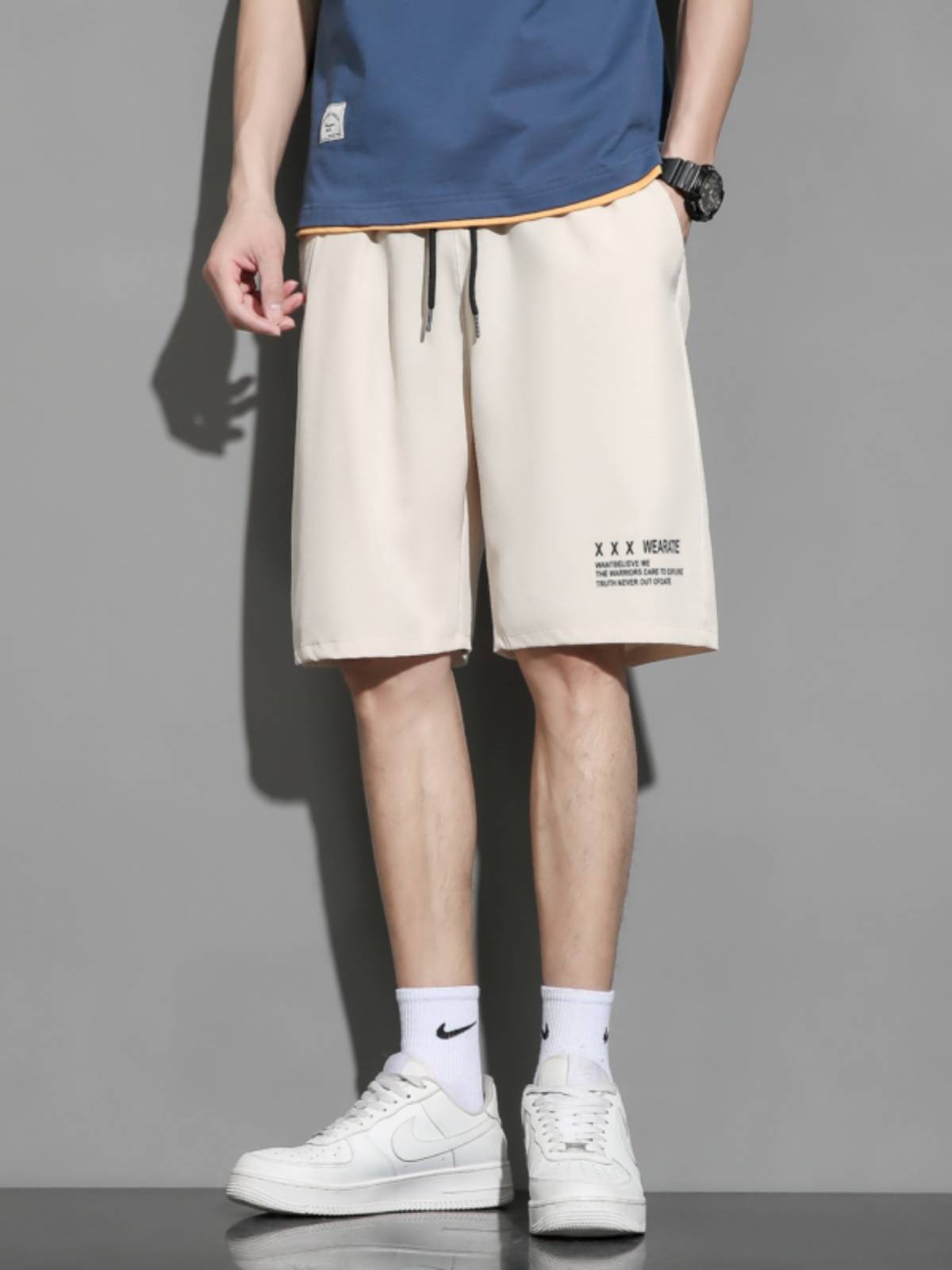 Bingshi thin shorts, men's wearing quick -drying loose basketball pants, five -point leisure sports pants quickly dry