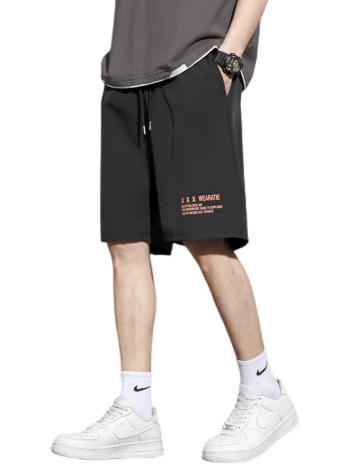 Bingshi thin shorts, men's wearing quick -drying loose basketball pants, five -point leisure sports pants quickly dry