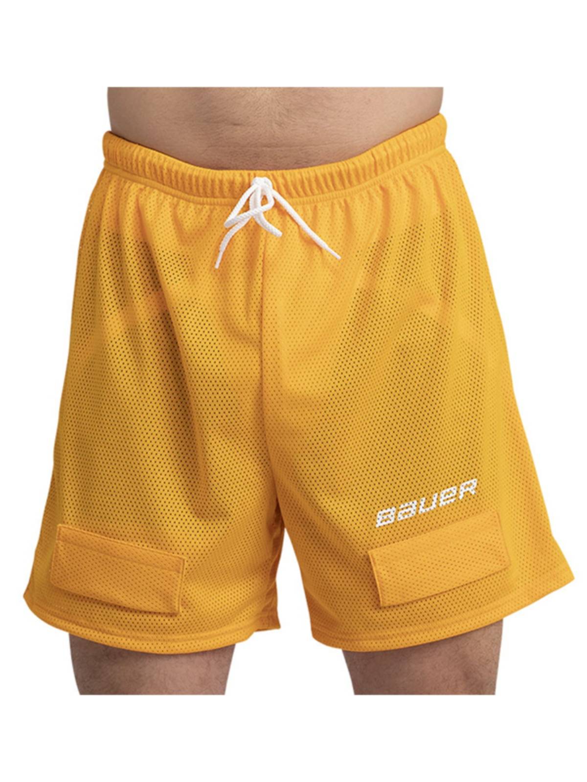 bauer/Ball yellow men's fast -drying shorts with crotch protective children, adult fast dry sports shorts