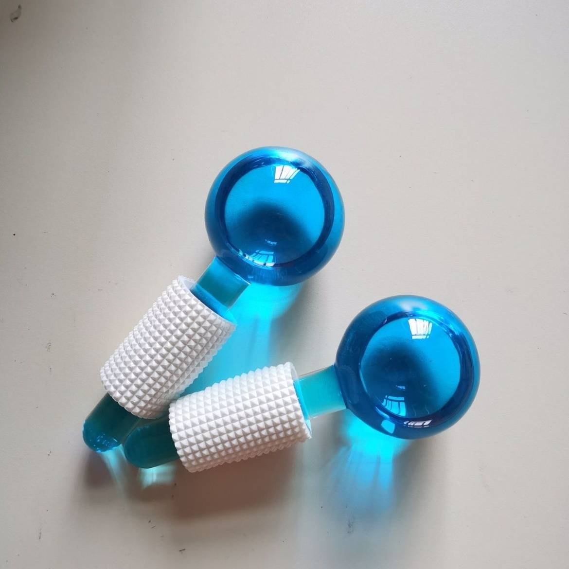 A set of blue ice hockey