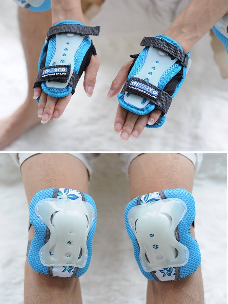 Children's wheel slide fluorescent gear six -piece wrist -wiring cord cord knee and women's skateboarding roller ice skating skating protective gear