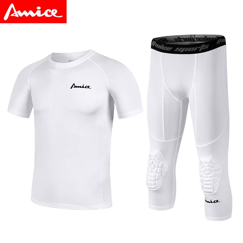 AWICE Children's Youth Basketball Services Elastic Speedless Clothing Tight Clothing Set Training Anti -Cangel Kneel Casino Pants