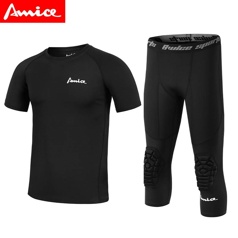 AWICE Children's Youth Basketball Services Elastic Speedless Clothing Tight Clothing Set Training Anti -Cangel Kneel Casino Pants