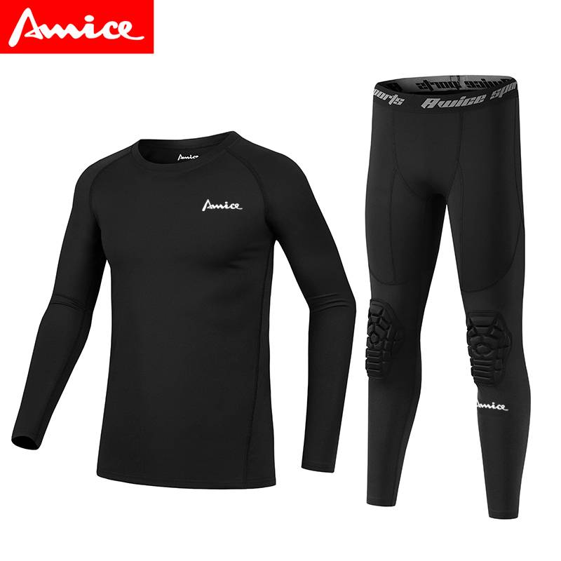 AWICE Children's Youth Basketball Services Elastic Speedless Clothing Tight Clothing Set Training Anti -Cangel Kneel Casino Pants