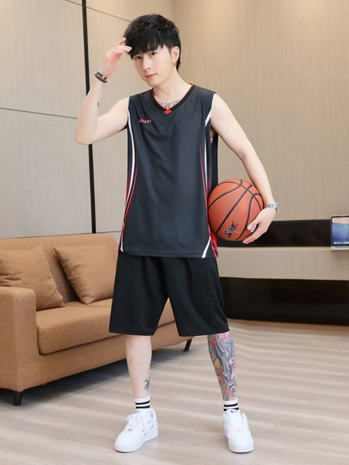 Summer ice silk T-shirt boy 12-15 years old youth basketball uniform 13 high school junior high school student big children sports set