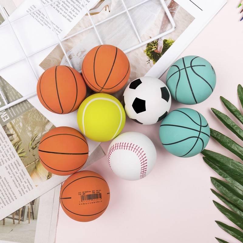 Vental decompression rubber elastic ball without inflatable 6cm6 cm small high elastic children's small basketball racket