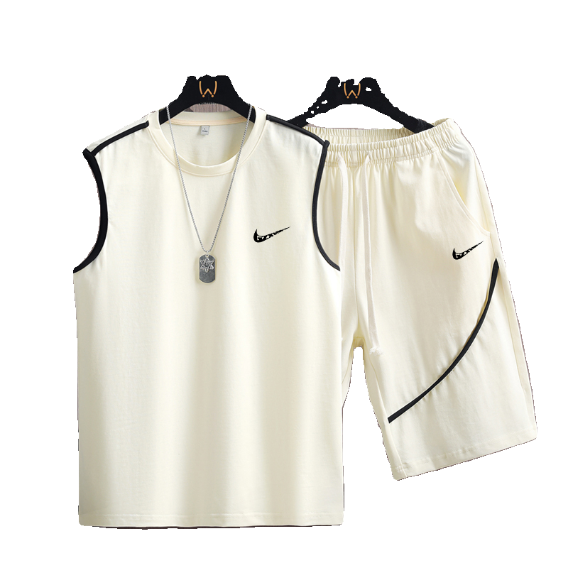 Nykton Summer Men's Ice Sports Vest Set Juvenile Tide Loose Sleeveless T -shirt Shorts Basketball Uniform