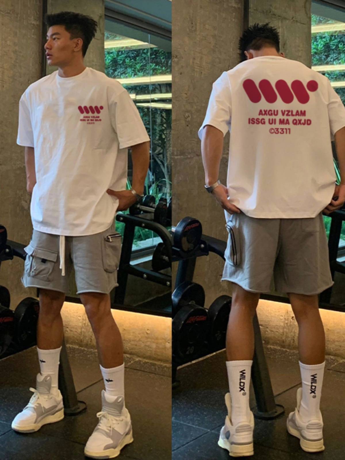 American Basketball Training Services Speed dry net Eye Ice Sports T -shirts Male Loose Leisure Summer Fitness Short Sleeve Top