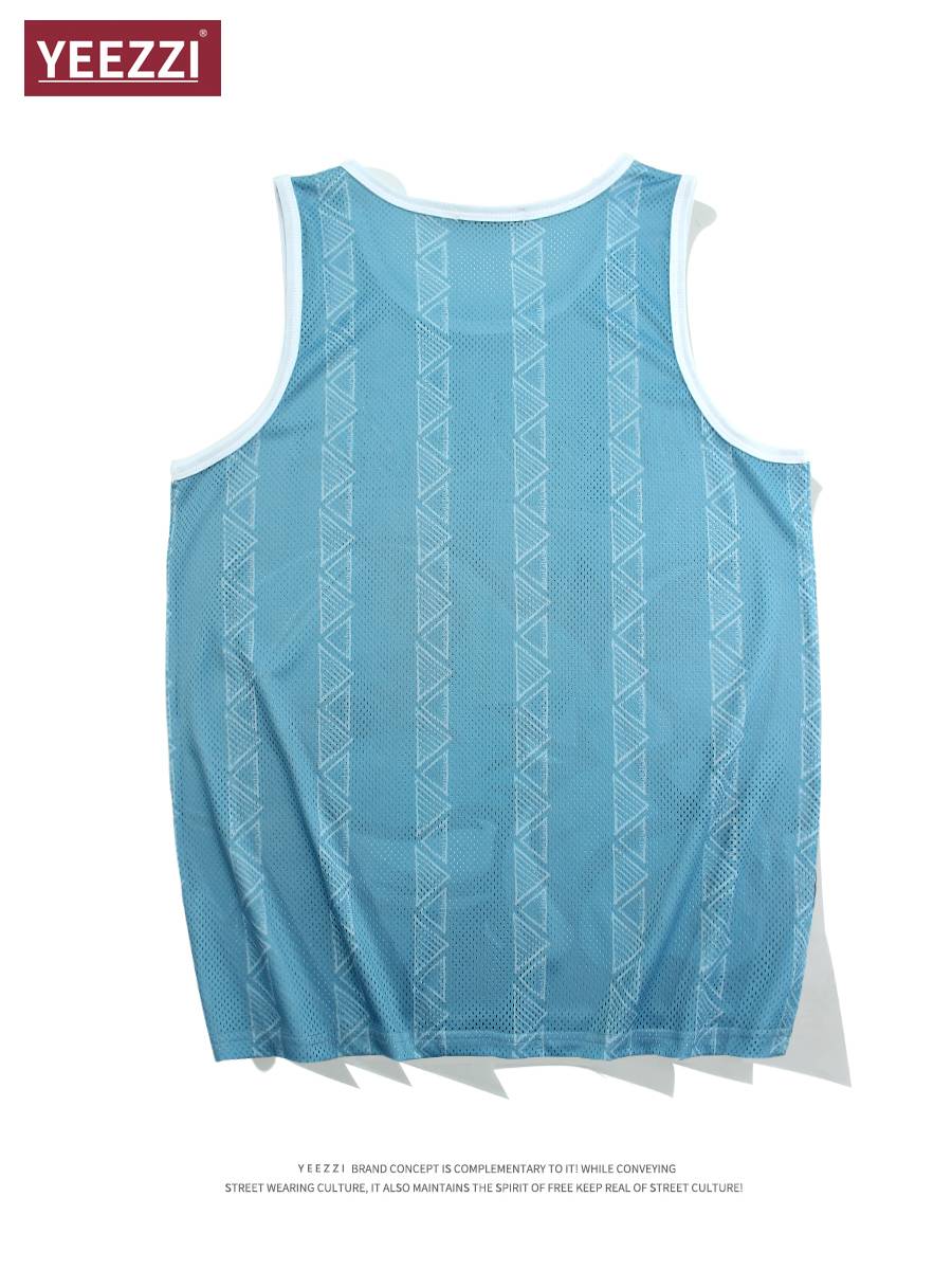 American basketball vest fast dry sleeveless T -shirt ice silk sports loose running short -sleeved training fitness beach jersey