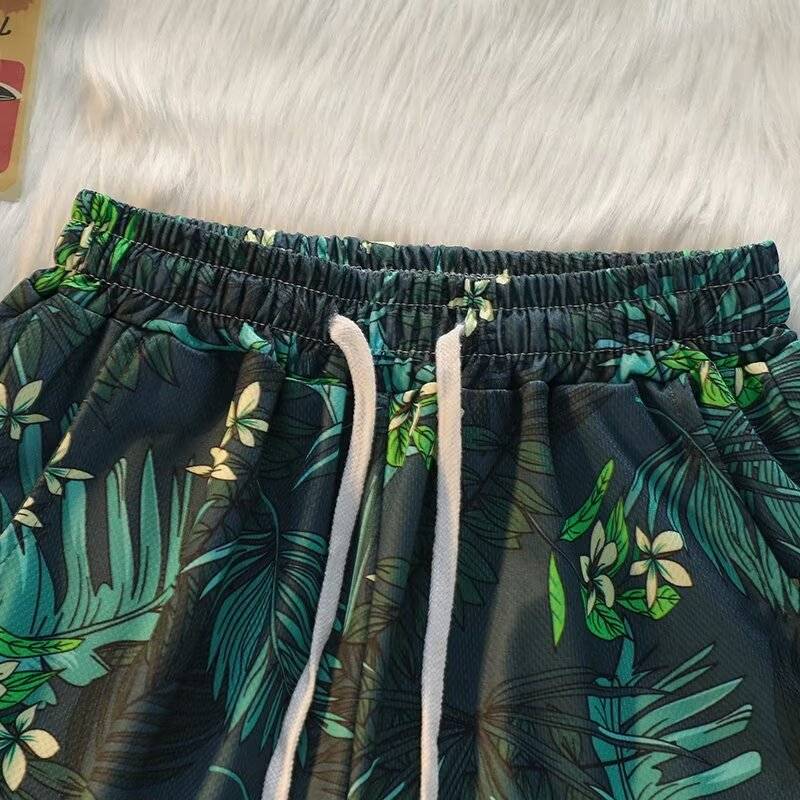 Beach flower shorts Men in summer wearing 2024 new tide brand tide, handsome ice silk thin -drying sports basketball pants