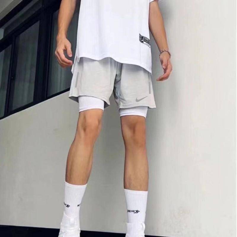 American basketball shorts, men's fake two -pointer, but knee -knee training pants, bornes, dried sports pants running fitness pants