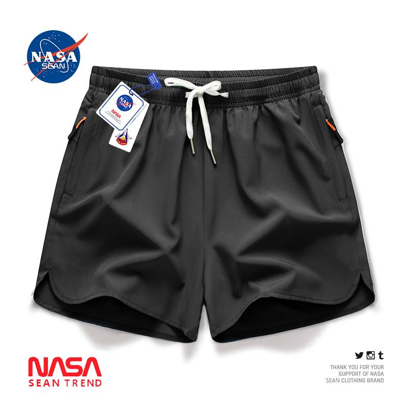 NASA co -branded summer ice silk fast dry sports shorts, but knee -point pants, basketball running fitness leisure pants