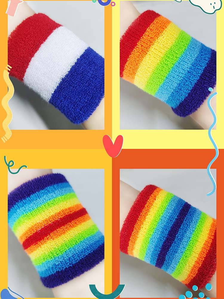 sport towels sweating through the air rainbow wrists