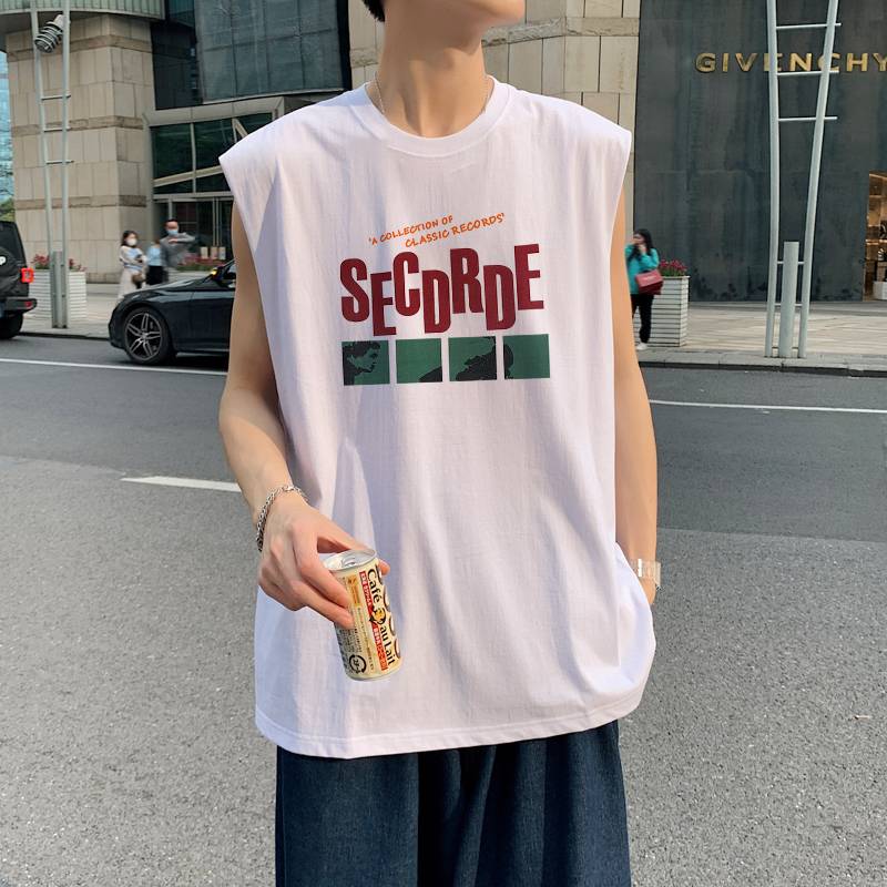 Men's summer ice silk sleeveless T -shirt tide brand inspiration vest sports basketball shoulder fitness wearing sweat vest