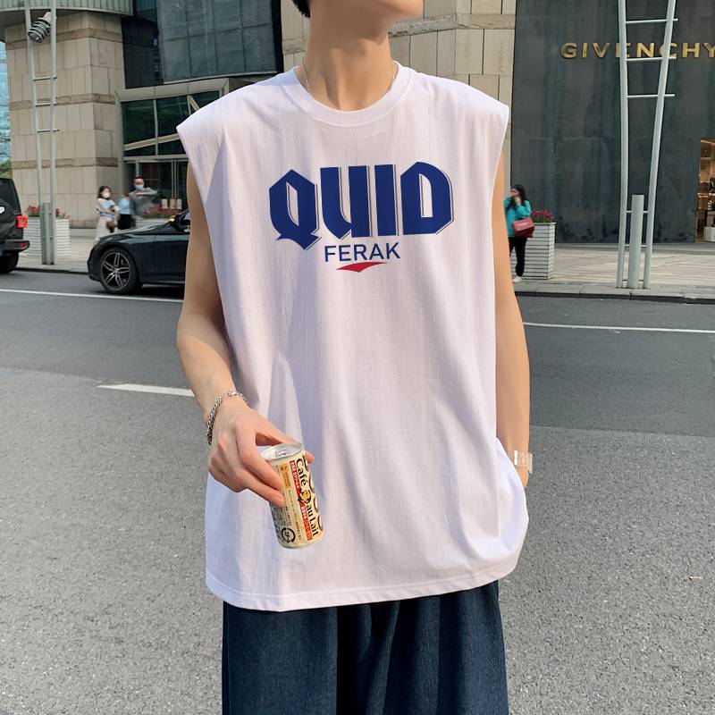 Men's summer ice silk sleeveless T -shirt tide brand inspiration vest sports basketball shoulder fitness wearing sweat vest