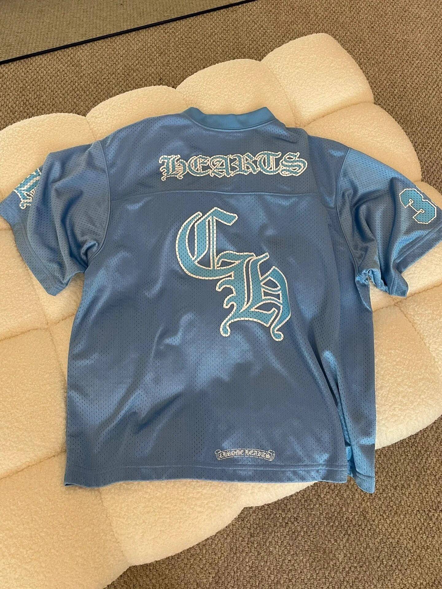 Catched CH independently produced summer relatives and friends limited Sanskrit printed ice hockey uniform casual sports net eye short -sleeved T -shirt