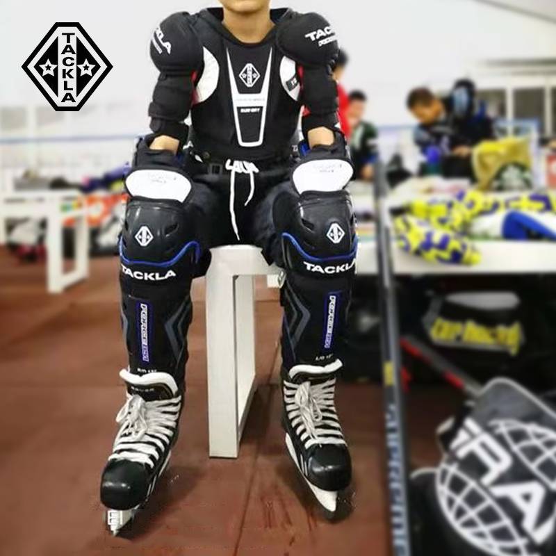 Tackla Children's ice hockey equipment full set of chest protection, elbow, legs, ice hockey anti -drop pants gloves sliding ball protective bag