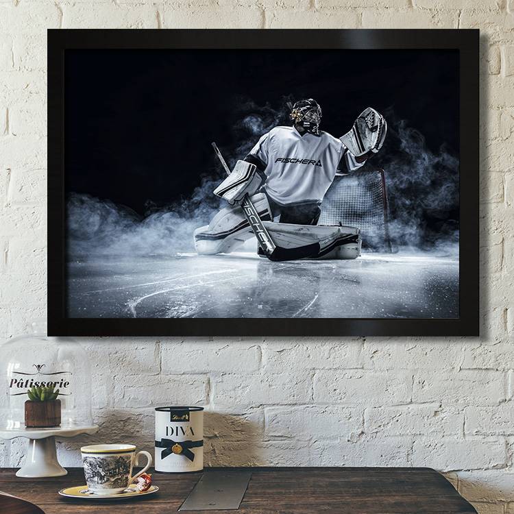 Ice Hockey Poster Decoration Hanging Painting Solid Wood Photo Frame Skiing Outdoor Sports Early Education Children's Room Sports Sports Wall Sticker