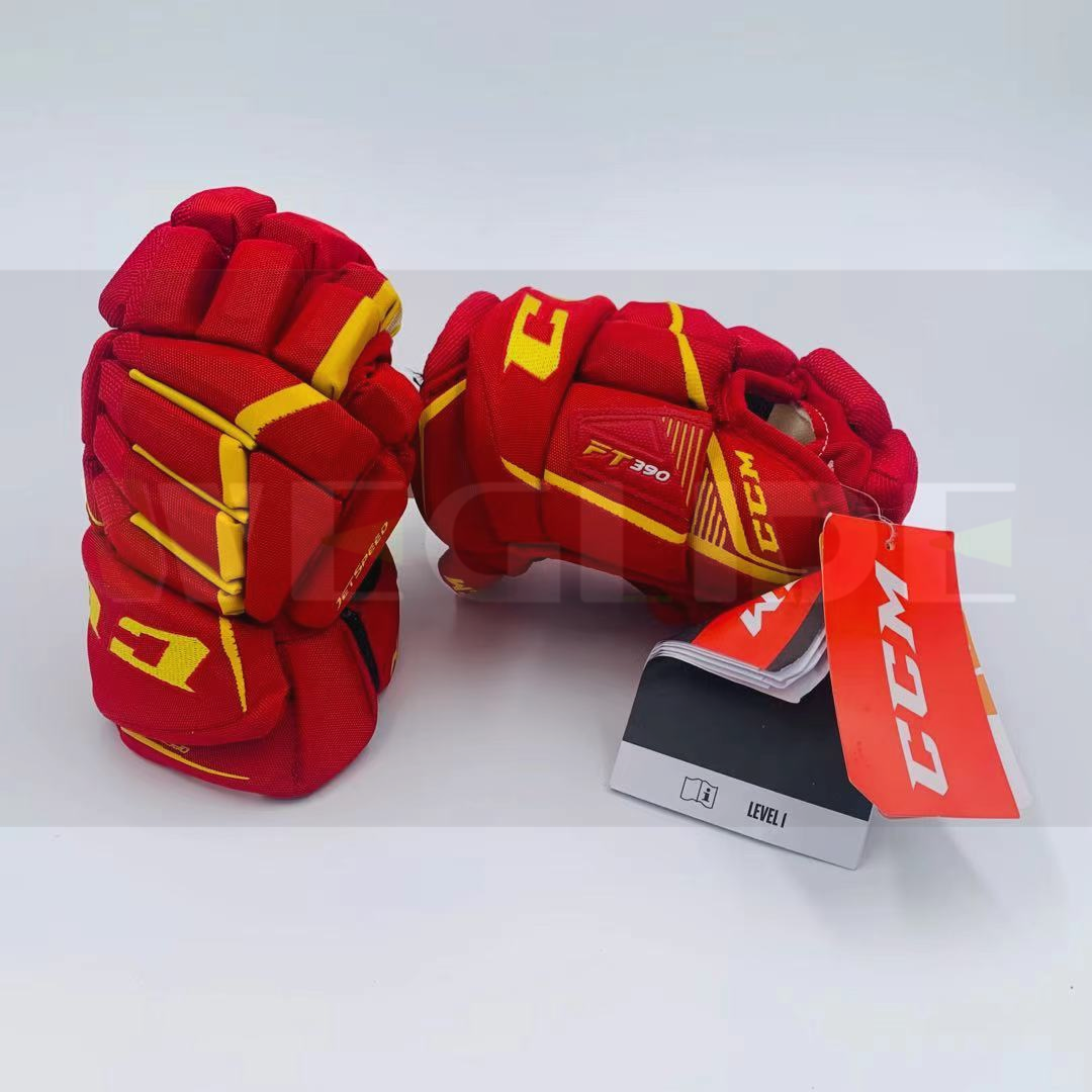 CCM FT390 China Red Color Ice Hockey Gloves Land Youth Protective Equipment Wheel Slipper Hockest