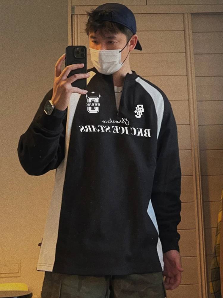 American basketball long -sleeved male round neck zipper shooting service retro football uniform fitness fast dry sports T -shirt ice hockey uniform
