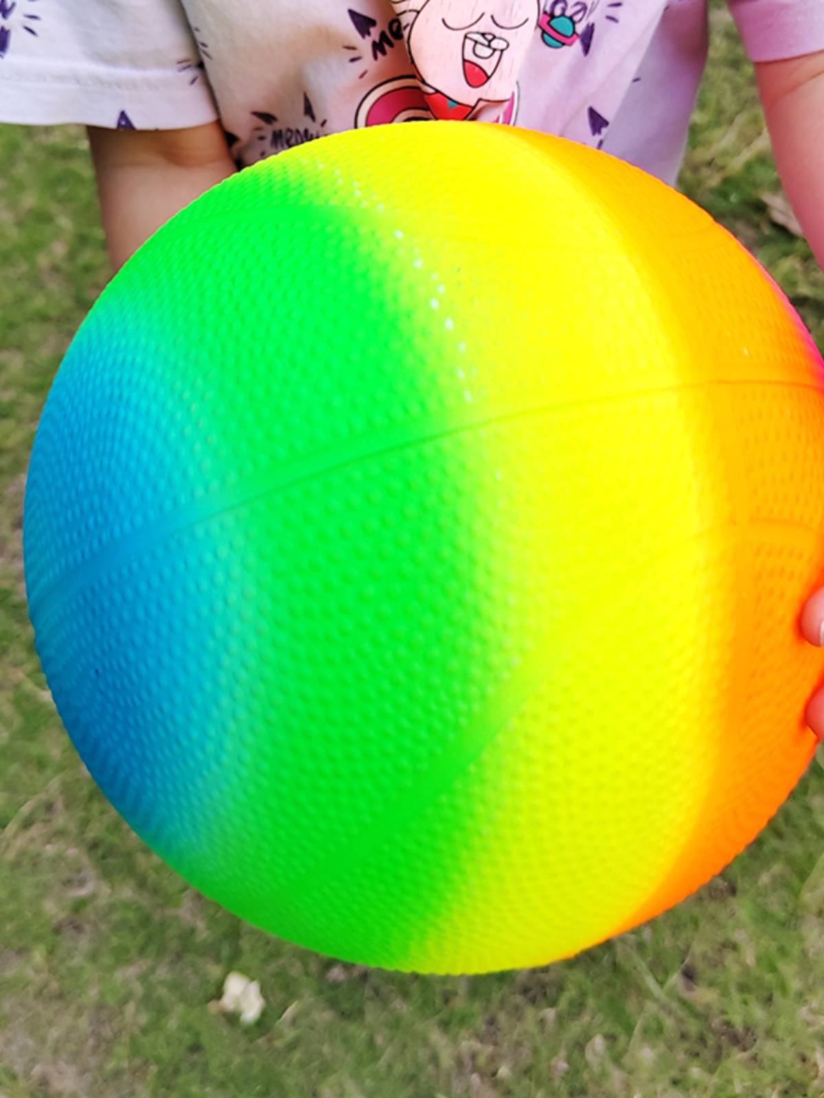Children 8 -inch elastic color basketball inflatable toys kindergarten plastic rainbow white football outdoor shooting