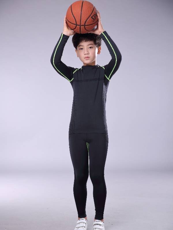 Exit European and American children's sports fast dry tight body jacket set football blue ball ice hockey ski seamless elastic warm jacket