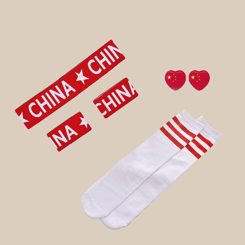 Children's basketball clothing accessories four -piece basketball long socks, wrist hair, head scarf, comfortable, breathable sweat absorption high bombs