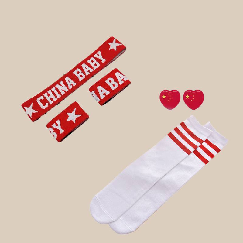 Red BABY set+red socks+face stickers