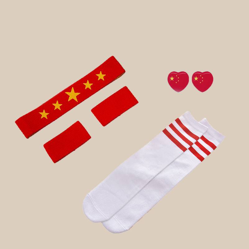 Five star sets+red -border socks+face stickers