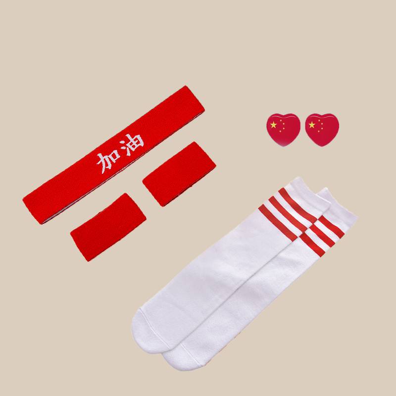 White -character refuel set+red -border socks+face stickers