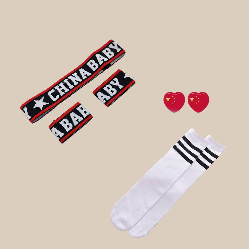 Black baby set+black socks+face stickers