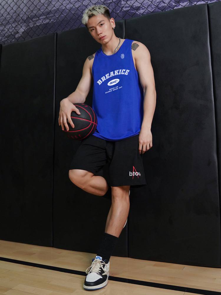 bkcxzice retro basketball training vest men's beauty sports T -shirtless sleeve running fittings and fitness clothes loose