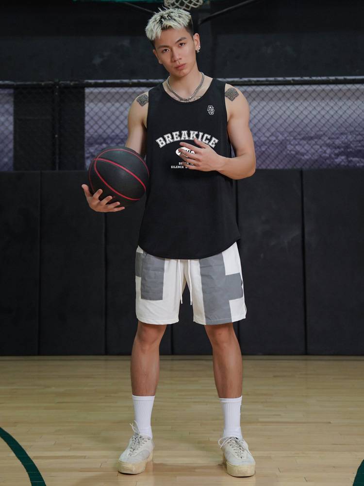 bkcxzice retro basketball training vest men's beauty sports T -shirtless sleeve running fittings and fitness clothes loose