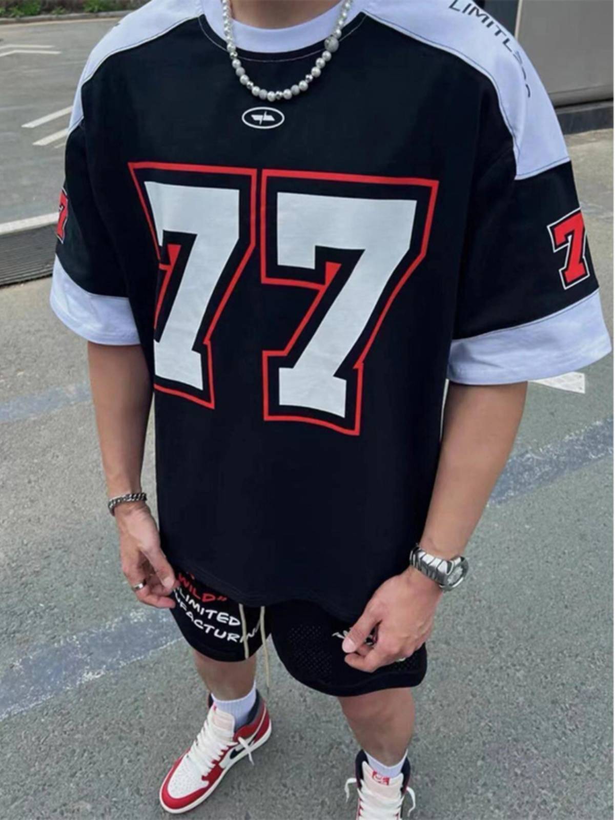 Wildx ice hockey suit Short -sleeved men in summer American street stitching half -sleeved T -shirt heavy tide sports jersey