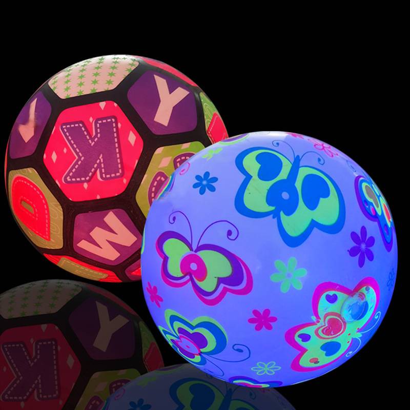 Net Red Leather Ball Glow Football Flash Basketball Shooting Ball Fighting Fitness Falling Poor Plasma Ball Children's Toys
