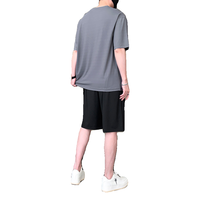 Yenix Sports Set Men's Summer 2024 New Bingshi Dry Short -sleeved T -shirt Badminton Server Two -piece