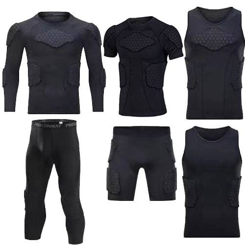 Pro honeycomb -shaped anti -collision jacket short -sleeved pads tights basketball protective vest shorts football armor jacket